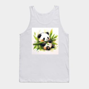 Cute Adorable Kawaii Baby Panda Eating Bamboo Tank Top